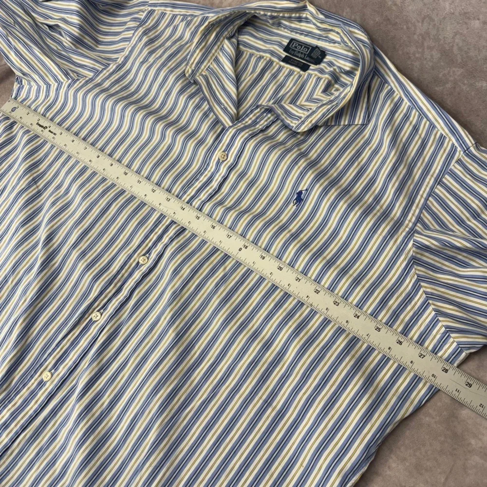 Polo Ralph Lauren Stanton Classic Fit Blue Yellow Striped Cotton Shirt XXL